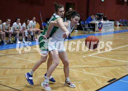 Basketball Damen Superliga. Grunddurchgang 11. Runde. KOS Celovec Damen gegen UBI Graz.  Alina Seher (KOS),  Oksana Fastova (Graz). Klagenfurt, 21.1.2023.
Foto: Kuess
---
pressefotos, pressefotografie, kuess, qs, qspictures, sport, bild, bilder, bilddatenbank