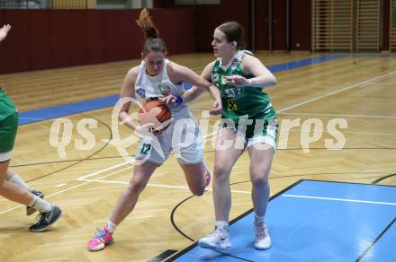 Basketball Damen Superliga. Grunddurchgang 11. Runde. KOS Celovec Damen gegen UBI Graz. Patricia Pauer  (KOS),  Ella Reisner (Graz). Klagenfurt, 21.1.2023.
Foto: Kuess
---
pressefotos, pressefotografie, kuess, qs, qspictures, sport, bild, bilder, bilddatenbank