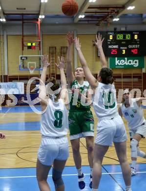 Basketball Damen Superliga. Grunddurchgang 11. Runde. KOS Celovec Damen gegen UBI Graz. Antonia Ronacher, Leah Breschan  (KOS), Oksana Fastova  (Graz). Klagenfurt, 21.1.2023.
Foto: Kuess
---
pressefotos, pressefotografie, kuess, qs, qspictures, sport, bild, bilder, bilddatenbank