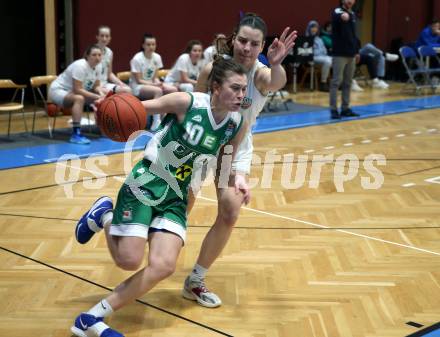 Basketball Damen Superliga. Grunddurchgang 11. Runde. KOS Celovec Damen gegen UBI Graz.  Alina Seher (KOS), Oksana Fastova  (Graz). Klagenfurt, 21.1.2023.
Foto: Kuess
---
pressefotos, pressefotografie, kuess, qs, qspictures, sport, bild, bilder, bilddatenbank