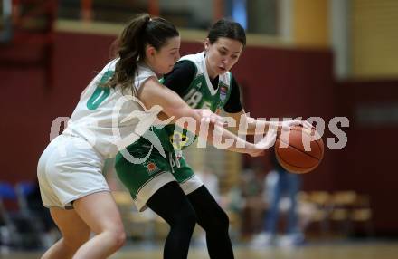 Basketball Damen Superliga. Grunddurchgang 11. Runde. KOS Celovec Damen gegen UBI Graz.  Alina Seher (KOS),  Nika Cic (Graz). Klagenfurt, 21.1.2023.
Foto: Kuess
---
pressefotos, pressefotografie, kuess, qs, qspictures, sport, bild, bilder, bilddatenbank