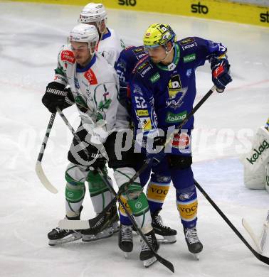 EBEL. Eishockey Bundesliga. EC VSV gegen HK SZ Olimpija Ljubljana.   Nicolas Rivett-Mattinen,  (VSV),    Jaka Sturm (Ljubljana). Villach, am 22.1.2023
Foto: Kuess
www.qspictures.net
---
pressefotos, pressefotografie, kuess, qs, qspictures, sport, bild, bilder, bilddatenbank