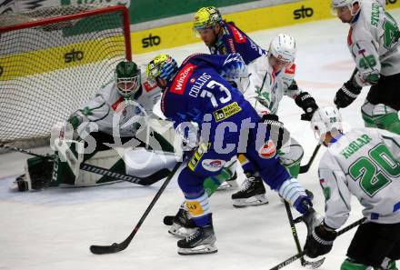 EBEL. Eishockey Bundesliga. EC VSV gegen HK SZ Olimpija Ljubljana.   Chris Collins, Anthony Morrone  (VSV).  Villach, am 22.1.2023
Foto: Kuess
www.qspictures.net
---
pressefotos, pressefotografie, kuess, qs, qspictures, sport, bild, bilder, bilddatenbank