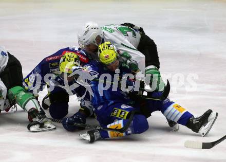 EBEL. Eishockey Bundesliga. EC VSV gegen HK SZ Olimpija Ljubljana.  Felix Maxa, Derek Joslin,    (VSV),  Nik Simsic  (Ljubljana). Villach, am 22.1.2023
Foto: Kuess
www.qspictures.net
---
pressefotos, pressefotografie, kuess, qs, qspictures, sport, bild, bilder, bilddatenbank