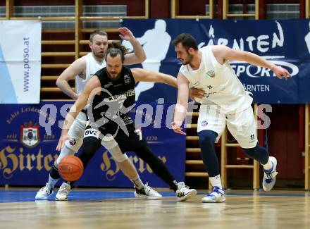 Basketball 2. Liga 2022/2023. Grunddurchgang 13. Runde.  KOS Celovec gegen  Guessing Blackbirds. Tim Huber, Andi Shehu  (KOS),  Florian Poecksteiner  (Guessing). Klagenfurt, am 21.1.2023.
Foto: Kuess
www.qspictures.net
---
pressefotos, pressefotografie, kuess, qs, qspictures, sport, bild, bilder, bilddatenbank