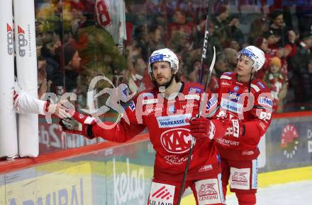 EBEL. Eishockey Bundesliga. EC KAC gegen  spusu Vienna Capitals.   Manuel Ganahl, Clemens Unterweger  (KAC).  Klagenfurt, am 27.1.2023.
Foto: Kuess
www.qspictures.net
---
pressefotos, pressefotografie, kuess, qs, qspictures, sport, bild, bilder, bilddatenbank