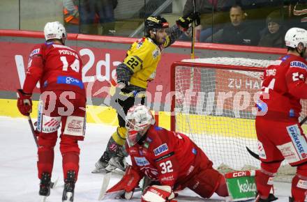 EBEL. Eishockey Bundesliga. EC KAC gegen  spusu Vienna Capitals.    Torjubel Maxwell ZImmer  (Vienna Capitals). Klagenfurt, am 27.1.2023.
Foto: Kuess
www.qspictures.net
---
pressefotos, pressefotografie, kuess, qs, qspictures, sport, bild, bilder, bilddatenbank