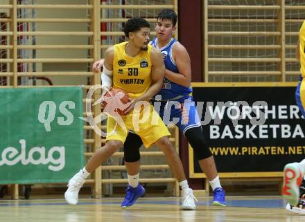 Basketball 2. Liga 2022/2023. Grunddurchgang 14. Runde. Woerthersee Piraten gegen Kufstein Towers. Marcus Holyfield   (Piraten), Marko Panic  (Kufstein Towers). Klagenfurt, am 28.1.2023.
Foto: Kuess
www.qspictures.net
---
pressefotos, pressefotografie, kuess, qs, qspictures, sport, bild, bilder, bilddatenbank