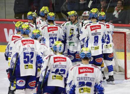 EBEL. Eishockey Bundesliga. EC KAC gegen VSV.   Jubel VSV. Klagenfurt, am 29.1.2023.
Foto: Kuess
www.qspictures.net
---
pressefotos, pressefotografie, kuess, qs, qspictures, sport, bild, bilder, bilddatenbank