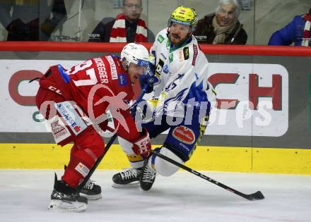 EBEL. Eishockey Bundesliga. EC KAC gegen VSV.   Fabian Hochegger,  (KAC),   Simon Despres  (VSV). Klagenfurt, am 29.1.2023.
Foto: Kuess
www.qspictures.net
---
pressefotos, pressefotografie, kuess, qs, qspictures, sport, bild, bilder, bilddatenbank