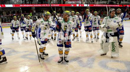 EBEL. Eishockey Bundesliga. EC KAC gegen VSV.    Jubel VSV. Klagenfurt, am 29.1.2023.
Foto: Kuess
www.qspictures.net
---
pressefotos, pressefotografie, kuess, qs, qspictures, sport, bild, bilder, bilddatenbank