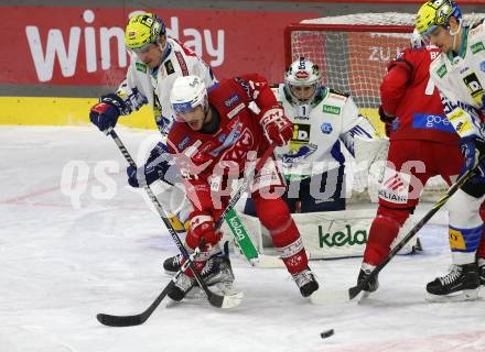 EBEL. Eishockey Bundesliga. EC KAC gegen VSV.  Fabian Hochegger,   (KAC),   Arturs Kulda, Jean Philippe Lamoureux  (VSV). Klagenfurt, am 29.1.2023.
Foto: Kuess
www.qspictures.net
---
pressefotos, pressefotografie, kuess, qs, qspictures, sport, bild, bilder, bilddatenbank