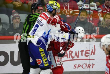 EBEL. Eishockey Bundesliga. EC KAC gegen VSV.  Fabian Hochegger,   (KAC),  Maximilian Rebernig   (VSV). Klagenfurt, am 29.1.2023.
Foto: Kuess
www.qspictures.net
---
pressefotos, pressefotografie, kuess, qs, qspictures, sport, bild, bilder, bilddatenbank