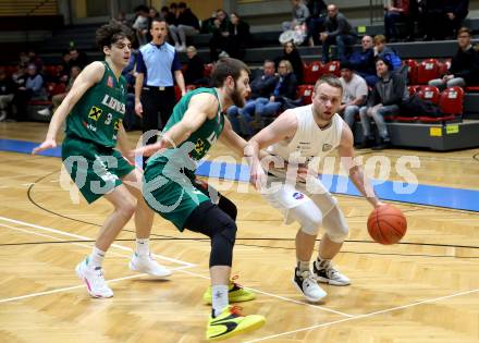 Basketball 2. Liga 2022/2023. Grunddurchgang 15. Runde.  KOS Celovec gegen Dornbirn Lions.  Tim Huber  (KOS), Filip Kamenov  (Dornbirn). Klagenfurt, am 4.2.2023.
Foto: Kuess
www.qspictures.net
---
pressefotos, pressefotografie, kuess, qs, qspictures, sport, bild, bilder, bilddatenbank