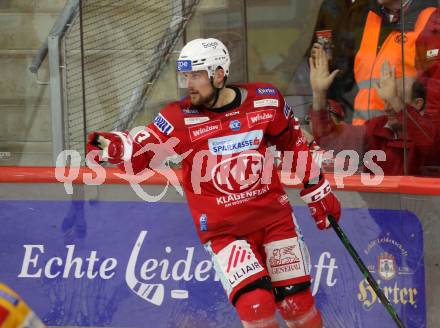 EBEL. Eishockey Bundesliga. EC KAC gegen Asiago Hockey.  Torjubel Rihards Bukarts   (KAC).  Klagenfurt, am 5.2.2023.
Foto: Kuess
www.qspictures.net
---
pressefotos, pressefotografie, kuess, qs, qspictures, sport, bild, bilder, bilddatenbank