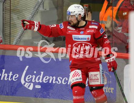 EBEL. Eishockey Bundesliga. EC KAC gegen Asiago Hockey.   Torjubel Rihards Bukarts  (KAC).  Klagenfurt, am 5.2.2023.
Foto: Kuess
www.qspictures.net
---
pressefotos, pressefotografie, kuess, qs, qspictures, sport, bild, bilder, bilddatenbank