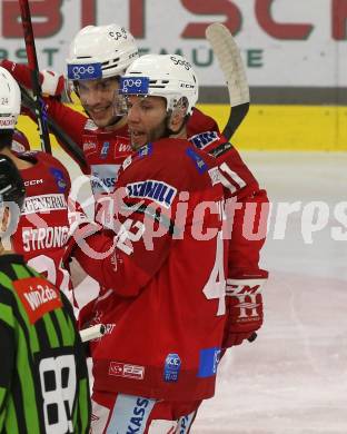 EBEL. Eishockey Bundesliga. EC KAC gegen HCB Suedtirol Alperia   Torjubel Rok Ticar  (KAC). Klagenfurt, am 17.2.2023.
Foto: Kuess
www.qspictures.net
---
pressefotos, pressefotografie, kuess, qs, qspictures, sport, bild, bilder, bilddatenbank