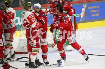 EBEL. Eishockey Bundesliga. EC KAC gegen HCB Suedtirol Alperia.   Marcel Witting, Samuel Witting,  (KAC),  Luca Frigo   (Bozen). Klagenfurt, am 17.2.2023.
Foto: Kuess
www.qspictures.net
---
pressefotos, pressefotografie, kuess, qs, qspictures, sport, bild, bilder, bilddatenbank