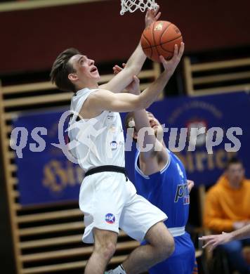 Basketball 2. Liga 2022/2023. Grunddurchgang 17. Runde.  KOS Celovec gegen Kufstein Towers. Niklas Michel (KOS). Klagenfurt, am 18.2.2023.
Foto: Kuess
www.qspictures.net
---
pressefotos, pressefotografie, kuess, qs, qspictures, sport, bild, bilder, bilddatenbank