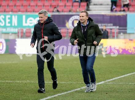 Fussball Bundesliga. SK Austria Klagenfurt gegen RZ Pellets WAC. Landessportdirektor Arno Artrhofer, Klaus Mitterdorfer.  Klagenfurt, am 18.2.2023.
Foto: Kuess
---
pressefotos, pressefotografie, kuess, qs, qspictures, sport, bild, bilder, bilddatenbank