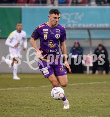 Fussball Bundesliga. SK Austria Klagenfurt gegen RZ Pellets WAC.   Andrew Irving  (Klagenfurt). Klagenfurt, am 18.2.2023.
Foto: Kuess
---
pressefotos, pressefotografie, kuess, qs, qspictures, sport, bild, bilder, bilddatenbank