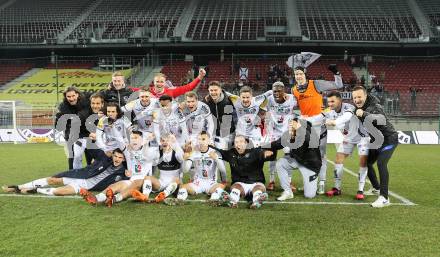 Fussball Bundesliga. SK Austria Klagenfurt gegen RZ Pellets WAC.  Jubel   (WAC). Klagenfurt, am 18.2.2023.
Foto: Kuess
---
pressefotos, pressefotografie, kuess, qs, qspictures, sport, bild, bilder, bilddatenbank