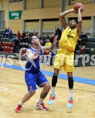Basketball 2. Liga 2022/2023. Grunddurchgang 17. Runde. Woerthersee Piraten gegen BBU Salzburg.  Shawn L. Ray  (Piraten), Kenan Biberovic  (Salzburg). Klagenfurt, am 19.2.2023.
Foto: Kuess
www.qspictures.net
---
pressefotos, pressefotografie, kuess, qs, qspictures, sport, bild, bilder, bilddatenbank
