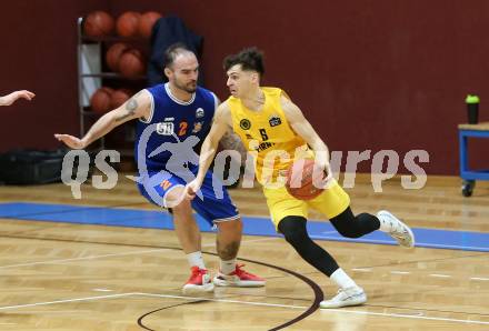 Basketball 2. Liga 2022/2023. Grunddurchgang 17. Runde. Woerthersee Piraten gegen BBU Felix Leindecker(Piraten), Kenan Biberovic  (Salzburg). Klagenfurt, am 19.2.2023.
Foto: Kuess
www.qspictures.net
---
pressefotos, pressefotografie, kuess, qs, qspictures, sport, bild, bilder, bilddatenbank