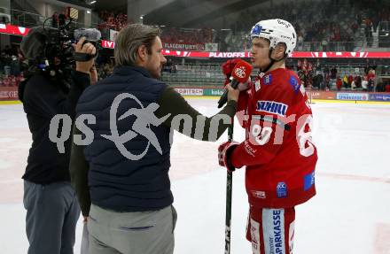 EBEL. Eishockey Bundesliga. EC KAC gegen BEMER Pioneers Vorarlberg.  Marc Brabant, Nikolaus Kraus   (KAC).  Klagenfurt, am 21.2.2023.
Foto: Kuess
www.qspictures.net
---
pressefotos, pressefotografie, kuess, qs, qspictures, sport, bild, bilder, bilddatenbank