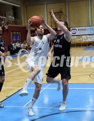 Basketball 2. Liga 2022/2023. Grunddurchgang 18. Runde.  KOS Celovec gegen Woerthersee Piraten.   Dalibor Cevriz (KOS),  Maximilian Kunovjanek (Piraten). Klagenfurt, am 25.2.2023.
Foto: Kuess
www.qspictures.net
---
pressefotos, pressefotografie, kuess, qs, qspictures, sport, bild, bilder, bilddatenbank