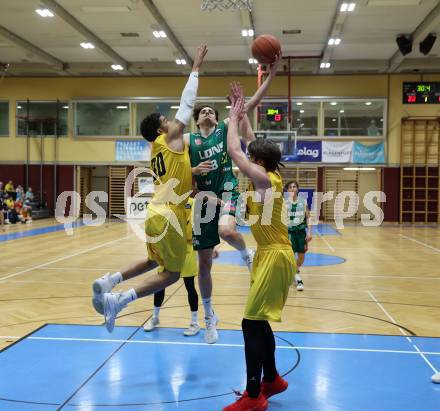 Basketball 2. Liga 2022/2023. Grunddurchgang 19. Runde. Woerthersee Piraten gegen Dornbirn Lions.  Marcus Holyfield, Nick Cevizovic  (Piraten),  Filip Brajkovic (Dornbirn). Klagenfurt, am 3.4.2023.
Foto: Kuess
www.qspictures.net
---
pressefotos, pressefotografie, kuess, qs, qspictures, sport, bild, bilder, bilddatenbank