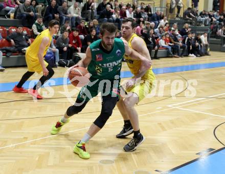Basketball 2. Liga 2022/2023. Grunddurchgang 19. Runde. Woerthersee Piraten gegen Dornbirn Lions.  Jan-Arne Apschner  (Piraten),  Filip Kamenov (Dornbirn). Klagenfurt, am 3.4.2023.
Foto: Kuess
www.qspictures.net
---
pressefotos, pressefotografie, kuess, qs, qspictures, sport, bild, bilder, bilddatenbank
