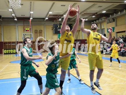 Basketball 2. Liga 2022/2023. Grunddurchgang 19. Runde. Woerthersee Piraten gegen Dornbirn Lions.  Andreas Nuck, Marin Sliskovic  (Piraten),  Felix Erath, Filip Kamenov (Dornbirn). Klagenfurt, am 3.4.2023.
Foto: Kuess
www.qspictures.net
---
pressefotos, pressefotografie, kuess, qs, qspictures, sport, bild, bilder, bilddatenbank