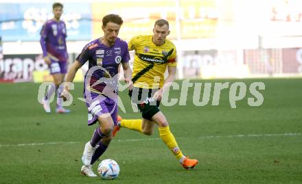 Fussball Bundesliga. SK Austria Klagenfurt gegen Cashpoint SCR Altach. Vesel Demaku (Klagenfurt), Lukas Jaeger (Altach). Klagenfurt, am 5.3.2023.
Foto: Kuess
---
pressefotos, pressefotografie, kuess, qs, qspictures, sport, bild, bilder, bilddatenbank