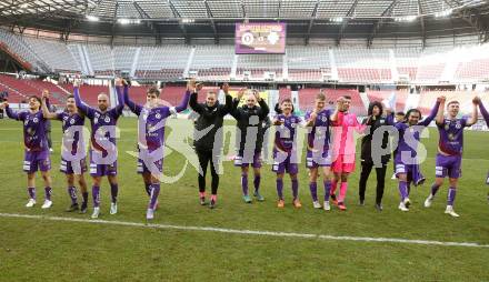 Fussball Bundesliga. SK Austria Klagenfurt gegen Cashpoint SCR Altach. Jubel Austria (Klagenfurt). Klagenfurt, am 5.3.2023.
Foto: Kuess
---
pressefotos, pressefotografie, kuess, qs, qspictures, sport, bild, bilder, bilddatenbank