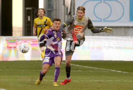 Fussball Bundesliga. SK Austria Klagenfurt gegen Cashpoint SCR Altach. Florian Rieder (Klagenfurt), Andreas Jungdal (Altach). Klagenfurt, am 5.3.2023.
Foto: Kuess
---
pressefotos, pressefotografie, kuess, qs, qspictures, sport, bild, bilder, bilddatenbank