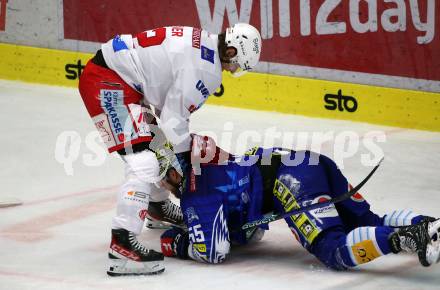 EBEL. Eishockey Bundesliga. VSV gegen KAC.    Robert Sabolic,  (VSV),  David Maier  (KAC). Klagenfurt, am 7.3.2023.
Foto: Kuess
www.qspictures.net
---
pressefotos, pressefotografie, kuess, qs, qspictures, sport, bild, bilder, bilddatenbank