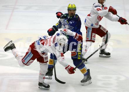 EBEL. Eishockey Bundesliga. VSV gegen KAC.    Arturs Kulda, (VSV), Simeon Schwinger    (KAC). Klagenfurt, am 7.3.2023.
Foto: Kuess
www.qspictures.net
---
pressefotos, pressefotografie, kuess, qs, qspictures, sport, bild, bilder, bilddatenbank