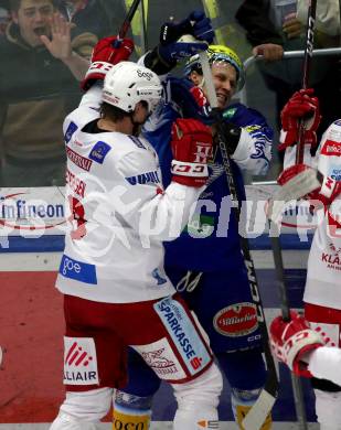 EBEL. Eishockey Bundesliga. VSV gegen KAC.   Marco Richter,   (VSV),  Nicholas Eric Petersen  (KAC). Klagenfurt, am 7.3.2023.
Foto: Kuess
www.qspictures.net
---
pressefotos, pressefotografie, kuess, qs, qspictures, sport, bild, bilder, bilddatenbank