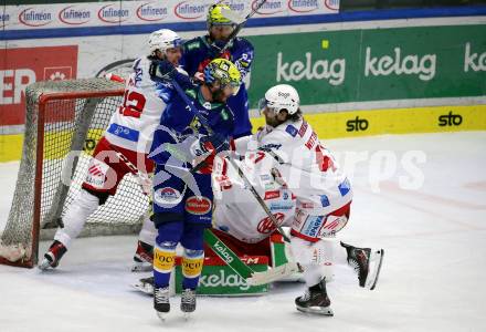 EBEL. Eishockey Bundesliga. VSV gegen KAC.   Alexander Rauchenwald,  (VSV),  Marcel Witting   (KAC). Klagenfurt, am 7.3.2023.
Foto: Kuess
www.qspictures.net
---
pressefotos, pressefotografie, kuess, qs, qspictures, sport, bild, bilder, bilddatenbank