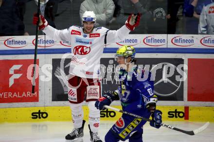 EBEL. Eishockey Bundesliga. VSV gegen KAC.   Torjubel Lukas Haudum  (KAC). Klagenfurt, am 7.3.2023.
Foto: Kuess
www.qspictures.net
---
pressefotos, pressefotografie, kuess, qs, qspictures, sport, bild, bilder, bilddatenbank