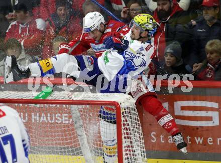 EBEL. Eishockey Bundesliga. KAC gegen VSV.    Lukas Haudum,  (KAC),  Simon Despres  (VSV). Klagenfurt, am 10.3.2023.
Foto: Kuess
www.qspictures.net
---
pressefotos, pressefotografie, kuess, qs, qspictures, sport, bild, bilder, bilddatenbank