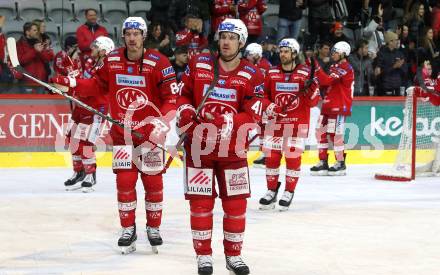 EBEL. Eishockey Bundesliga. KAC gegen VSV.   Jesper Jensen Aabo, Nicholas Eric Petersen  (KAC). Klagenfurt, am 10.3.2023.
Foto: Kuess
www.qspictures.net
---
pressefotos, pressefotografie, kuess, qs, qspictures, sport, bild, bilder, bilddatenbank