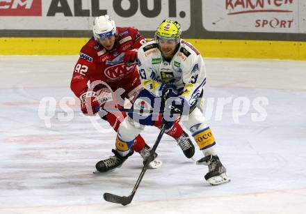 EBEL. Eishockey Bundesliga. KAC gegen VSV.   Clemens Unterweger,   (KAC),  Chris Collins  (VSV). Klagenfurt, am 10.3.2023.
Foto: Kuess
www.qspictures.net
---
pressefotos, pressefotografie, kuess, qs, qspictures, sport, bild, bilder, bilddatenbank