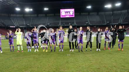 Fussball Bundesliga. SK Austria Klagenfurt gegen TSV Hartberg.  Jubel  (Klagenfurt).  Klagenfurt, am 12.3.2023.
Foto: Kuess
---
pressefotos, pressefotografie, kuess, qs, qspictures, sport, bild, bilder, bilddatenbank