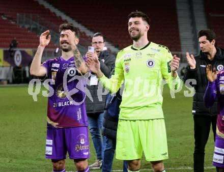 Fussball Bundesliga. SK Austria Klagenfurt gegen TSV Hartberg. Kosmas Gkezos, Phillip Menzel  (Klagenfurt).  Klagenfurt, am 12.3.2023.
Foto: Kuess
---
pressefotos, pressefotografie, kuess, qs, qspictures, sport, bild, bilder, bilddatenbank