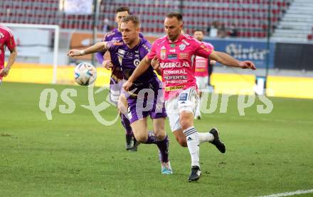 Fussball Bundesliga. SK Austria Klagenfurt gegen TSV Hartberg. Florian Jaritz,  (Klagenfurt),    Tobias Kainz (Hartberg).  Klagenfurt, am 12.3.2023.
Foto: Kuess
---
pressefotos, pressefotografie, kuess, qs, qspictures, sport, bild, bilder, bilddatenbank