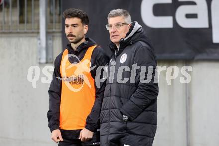 Fussball Bundesliga. SK Austria Klagenfurt gegen TSV Hartberg.  Kosmas Gkezos, Dr. Ernst Benischke (Klagenfurt).  Klagenfurt, am 12.3.2023.
Foto: Kuess
---
pressefotos, pressefotografie, kuess, qs, qspictures, sport, bild, bilder, bilddatenbank