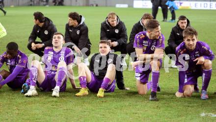 Fussball Bundesliga. SK Austria Klagenfurt gegen TSV Hartberg.  Andrew Irving, Florian Rieder, Till Schumacher,, Thorsten Mahrer (Klagenfurt).  Klagenfurt, am 12.3.2023.
Foto: Kuess
---
pressefotos, pressefotografie, kuess, qs, qspictures, sport, bild, bilder, bilddatenbank