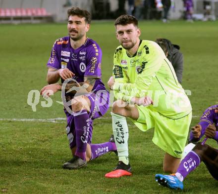 Fussball Bundesliga. SK Austria Klagenfurt gegen TSV Hartberg.  Kosmas Gkezos, Phillip Menzel (Klagenfurt).  Klagenfurt, am 12.3.2023.
Foto: Kuess
---
pressefotos, pressefotografie, kuess, qs, qspictures, sport, bild, bilder, bilddatenbank